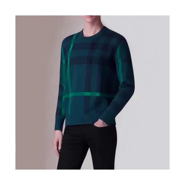 Burberry Mm/Wm Vintage Polo Wool Sweaters Green -… - 1