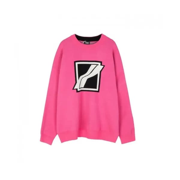 WELLDONE Mm/Wm Retro Logo Crew-neck Sweaters Pink… - 1