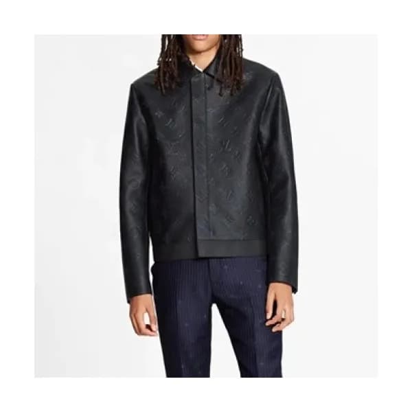 Louis vuitton Mens Logo Leather Jackets Black - 루… - 1