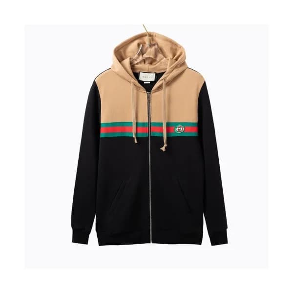 Gucci Unisex Logo Casual Cotton Hoodie Black - 구찌… - 1