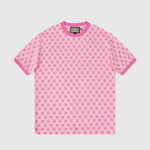 구찌 남자 크루넥 핑크 반팔티 - Ladys Pink Tshirts - guc04563x - 1