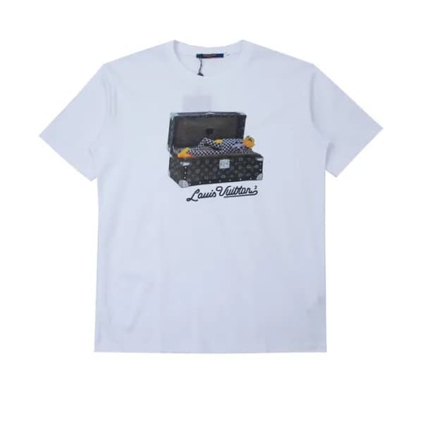 루이비통 남성 크루넥 화이트 반팔티 - Mens White Tshirts - lou0409… - 1
