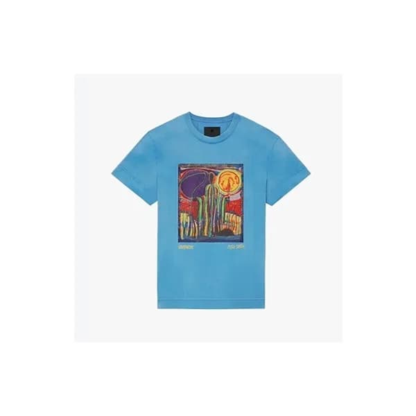 지방시 남성 크루넥 블루 반팔티 - Mens Blue Tshirts - giv0728x - 1