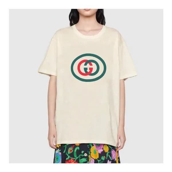 구찌 남/녀 아이보리 크루넥 반팔티 - Unisex Ivory Tshirts - guc04… - 1