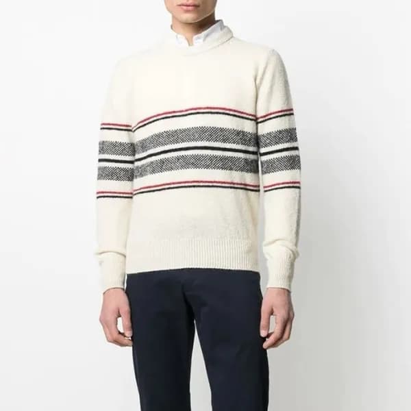 톰브라운 남성 라운드 니트 - Thom Browne Mens Ivory Knit - tho… - 1