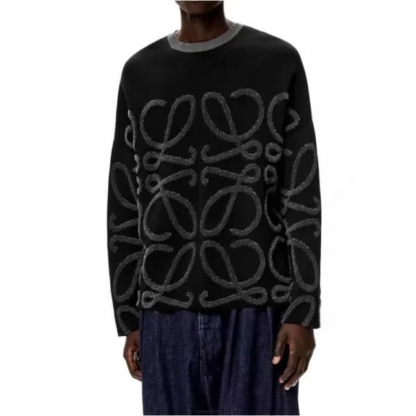 로에베 남성 블랙 크루넥 스웨터 - Loewe Mens Black Sweaters - lo… - 1