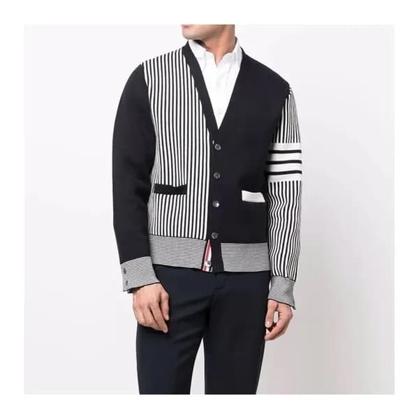 톰브라운 남성 브이넥 네이비 가디건 - Thom Browne Mens Navy Cardig… - 1