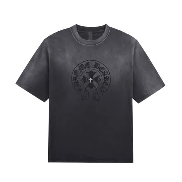 크롬하츠 남성 블랙 크루넥 반팔티 - Chrom Hearts Mens Black Short… - 1