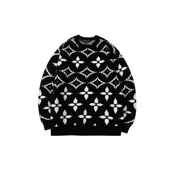 루이비통 남성 블랙 크루넥 니트 - Louis vuitton Mens Black Sweat… - 1