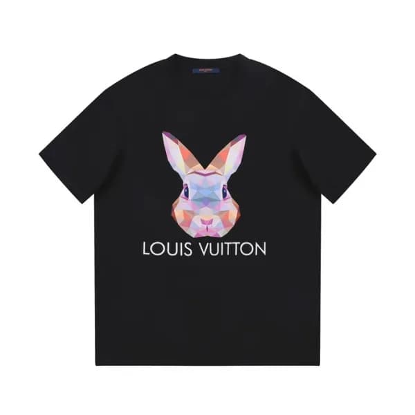 루이비통 남성 블랙 크루넥 반팔티 - Louis vuitton Mens Black Shor… - 1