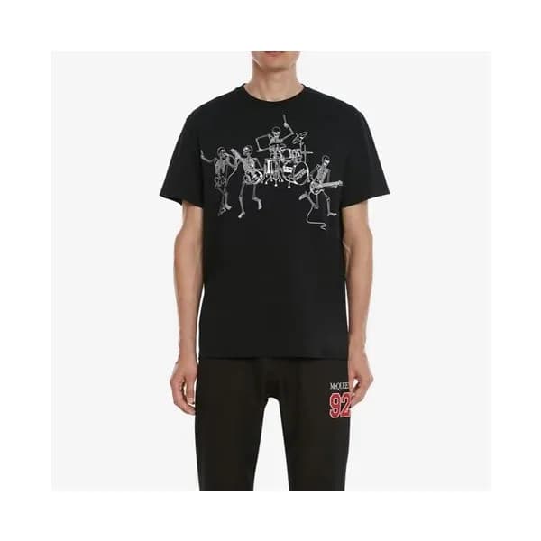 알렉산더맥퀸 남성 블랙 크루넥 반팔티 - Alexander Mcqueen Mens Blac… - 1