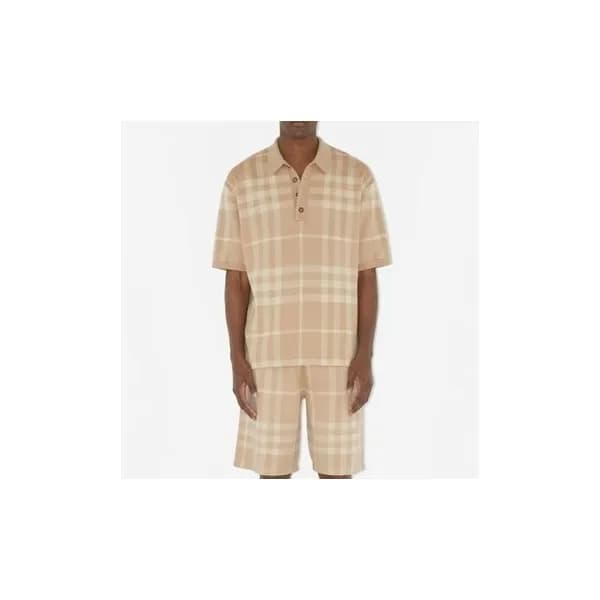 버버리 남성 베이지 폴로 반팔티 - Burberry Mens Beige Short Slee… - 1