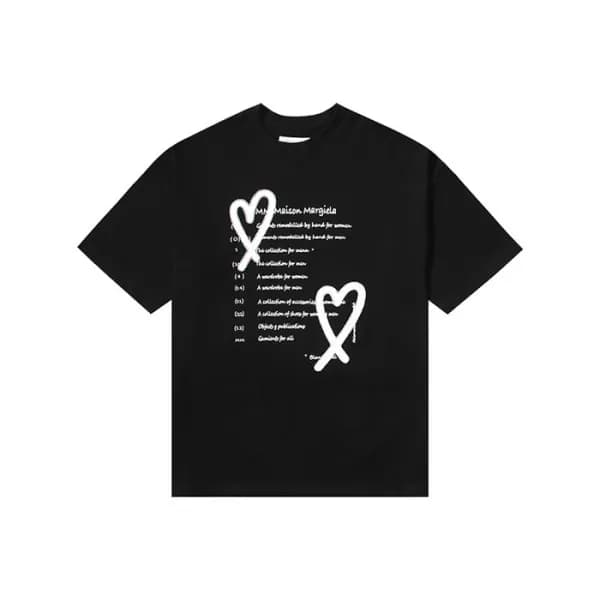 메종마르지엘라 남/녀 크루넥 블랙 반팔티 - Maison Margiela Unisex Bl… - 1