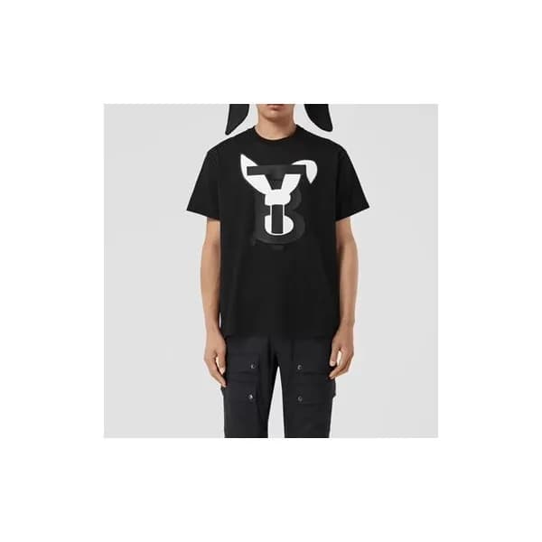 버버리 남성 블랙 크루넥 반팔티 - Burberry Mens Black Short Slee… - 1