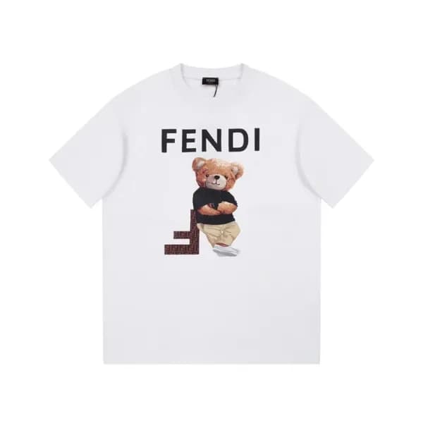 펜디 남성 화이트 크루넥 반팔티 - Fendi Mens White Short sleeved… - 1