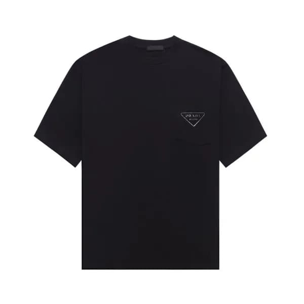 프라다 남성 크루넥 블랙 반팔티 - Prada Mens Black Short sleeved… - 1