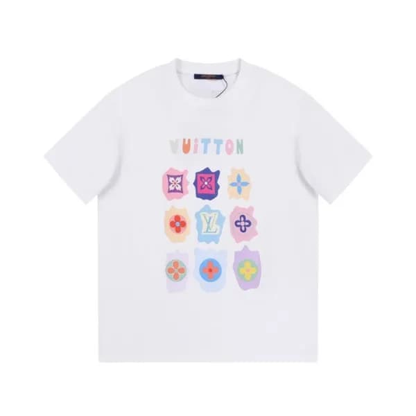 루이비통 남성 화이트 크루넥 반팔티 - Louis vuitton Mens White Sho… - 1