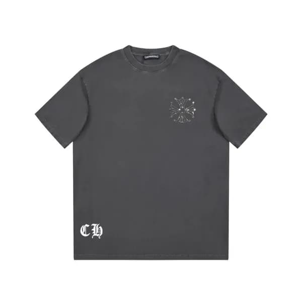 크롬하츠 남성 그레이 크루넥 반팔티 - Chrom Hearts Mens Gray Short… - 1