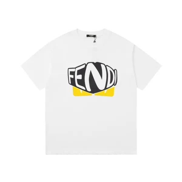 펜디 남성 화이트 크루넥 반팔티 - Fendi Mens White Short sleeved… - 1
