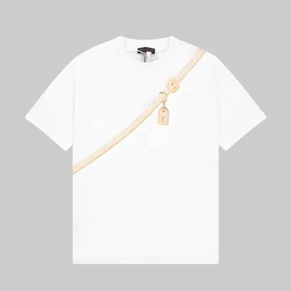 루이비통 남성 화이트 크루넥 반팔티 - Louis vuitton Mens White Sho… - 1