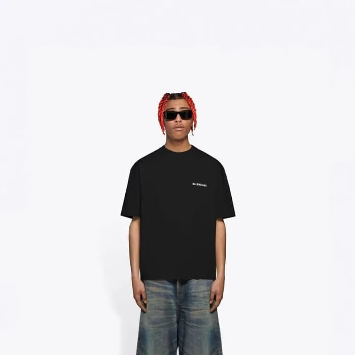 발렌시아가 남성 블랙 반팔 티셔츠 - Balenciaga Mens Black Tshirts… - 1