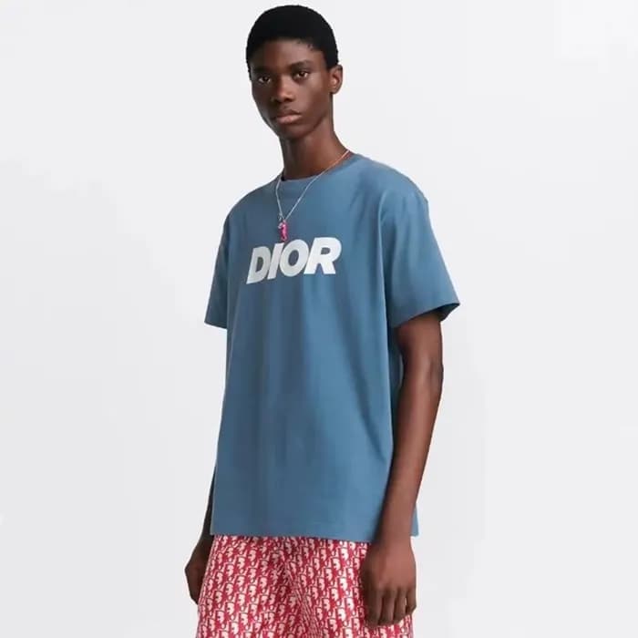 디올 남성 블루 반팔 티셔츠 - Dior Mens Blue Tshirts - dic582x - 1