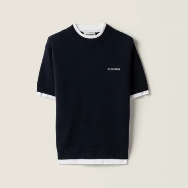 미우미우 남/녀 라운드 반팔 티셔츠 - Miumiu Unisex Round Tshirt -… - 1