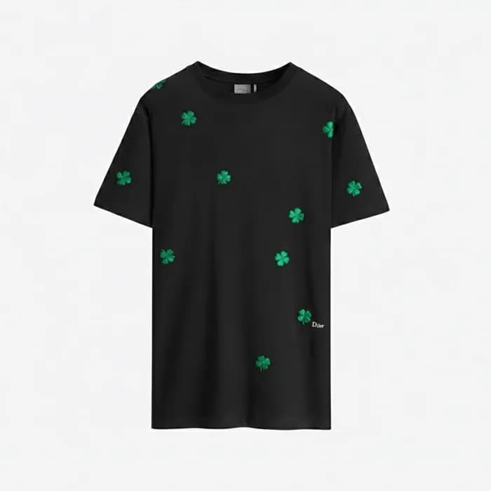 디올 남성 클로벌 자수 티셔츠 - Dior Mens Clover Embroidered Ts… - 1