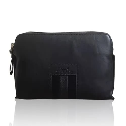 [발리] 블랙 수입가죽 남성용 클러치백 - ba0009b Bally Black Leathe… - 1
