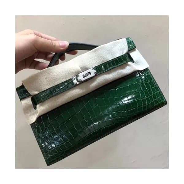 Hermes Mini Kelly Crocodile Leather Tote Bag / Clu… - 1
