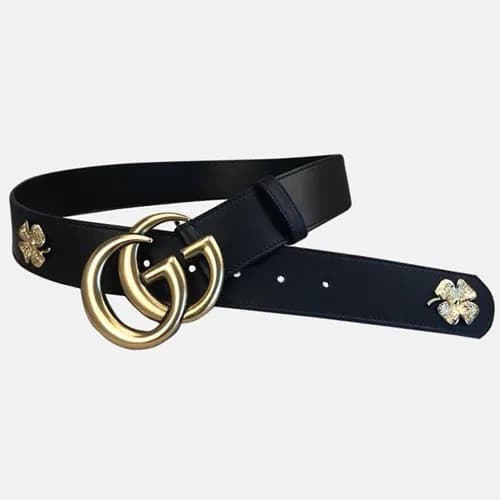 Gucci 2019 Mens GG Clover Embllished Buckle Leathe… - 1