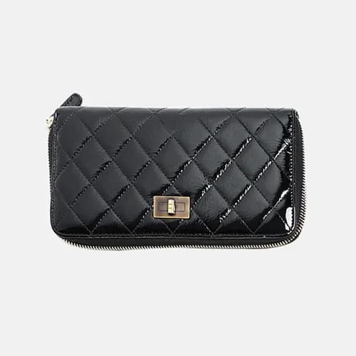 Chanel 2019 Womens Patent 2.55 Zip Round Long Purs… - 1