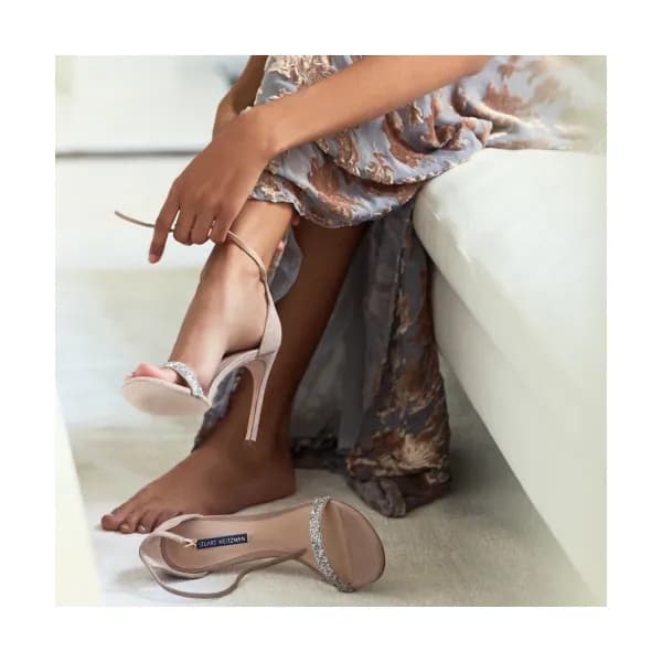 Stuart Weitzman 2019 Womens Suede Glitter Strap Sa… - 1