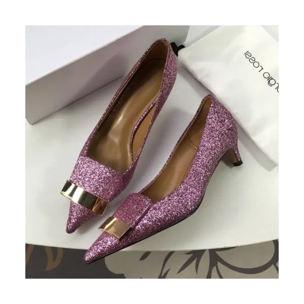 Sergio Rossi 2019 Ladies Gliiter Middle-heel Leat… - 1