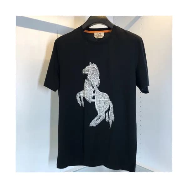 Hermes 2020 Mens Crew-neck Silket Short Sleeved Ts… - 1