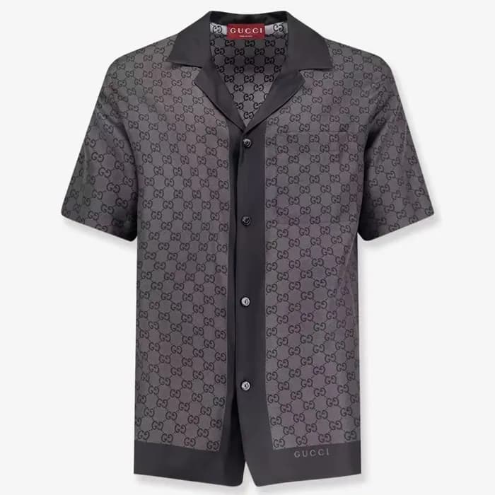 구찌 남성 트렌디 블랙 반팔 셔츠 - Gucci Mens Black Short sleeve… - 1