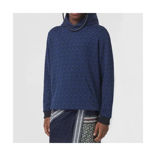 Burberry Mens Logo Casual Cotton Hoodie Navy - 버버리… - 1