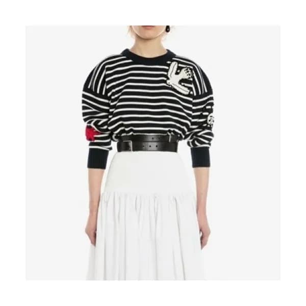 Alexander McQueen Womens Crew-neck Cotton Tshirts… - 1