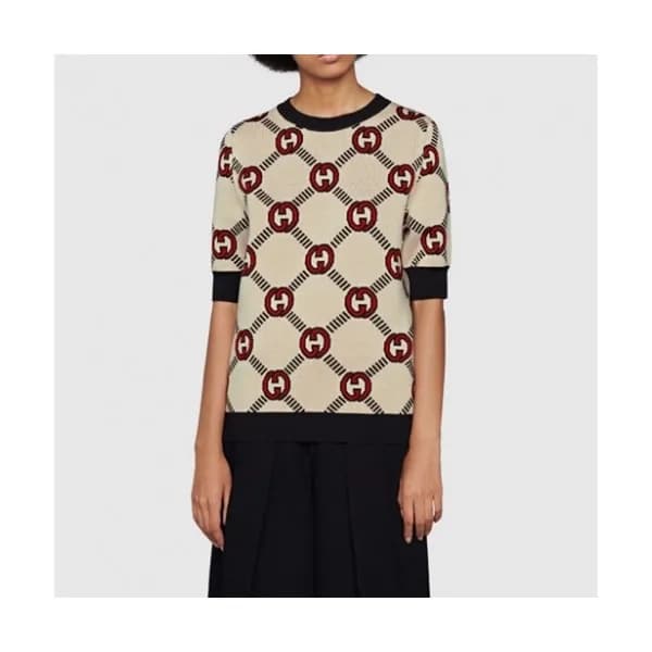 Gucci Womens Logo Short Sleeved Tshirts Ivory - 구… - 1