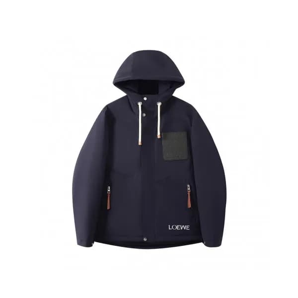Loewe Mens Logo Casual Duck-down Jackets Navy - 로… - 1