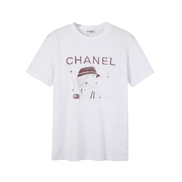 샤넬 남/녀 크루넥 화이트 반팔티 - Unisex White Tshirts - chl090… - 1