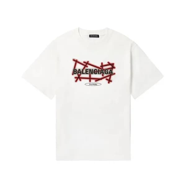 발렌시아가 남성 크루넥 화이트 반팔티 - Mens White Tshirts - bal016… - 1
