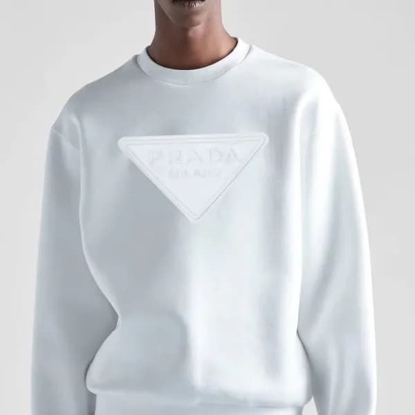 프라다 남/녀 크루넥 화이트 맨투맨 - Prada Unisex White Tshirts -… - 1