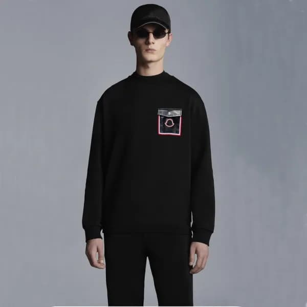 몽클레어 남성 블랙 크루넥 긴팔티 - Moncler Mens Black Tshirts - … - 1
