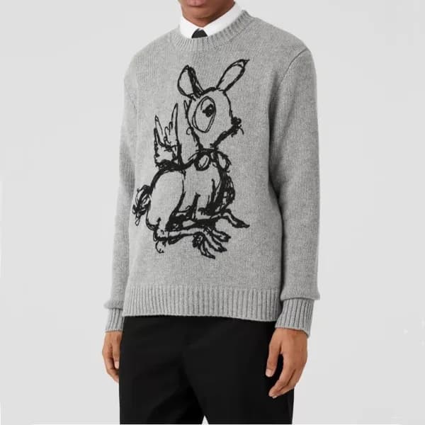 버버리 남/녀 크루넥 그레이 니트 - Burberry Unisex Gray Knits - … - 1