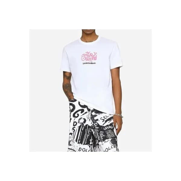 돌체앤가바나 남/녀 화이트 반팔티 - Dolce&Gabbana Unisex White Ts… - 1