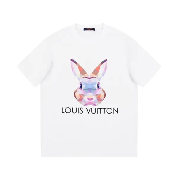 루이비통 남성 화이트 크루넥 반팔티 - Louis vuitton Mens White Sho… - 1
