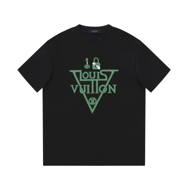 루이비통 남성 블랙 크루넥 반팔티 - Louis vuitton Mens Black Shor… - 1