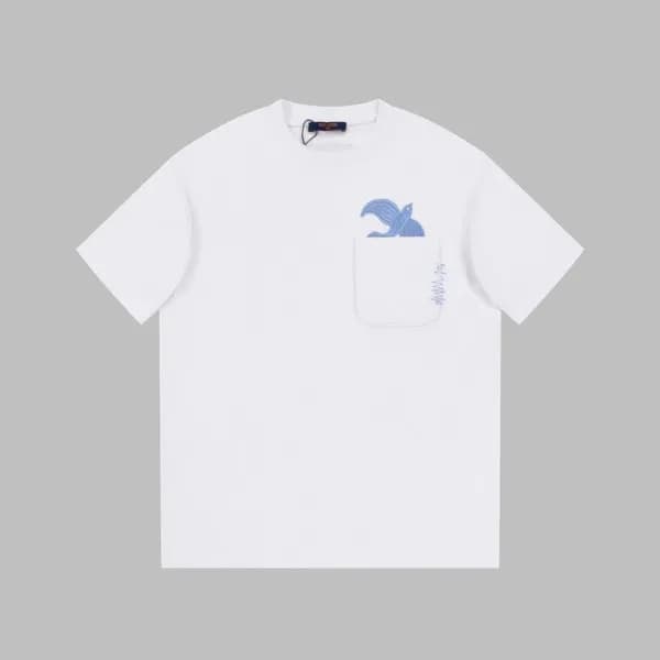 루이비통 남성 화이트 크루넥 반팔티 - Louis vuitton Mens White Sho… - 1