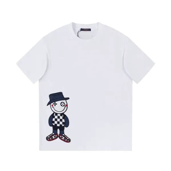 루이비통 남성 화이트 크루넥 반팔티 - Louis vuitton Mens White Sho… - 1